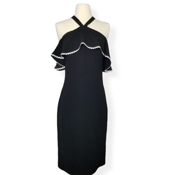 ShoShanna Off Shoulder Ruffle Sheath Dress Size 0 - Picture 2 of 9